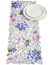 Spring Hydrangea Cutwork Allover Fabric Centerpiece 13" x 36"