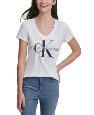 Klein T-Shirt Jeans Macy\'s - Logo Calvin V-Neck