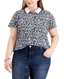 Plus Size Buttercup Floral-Print Polo Shirt