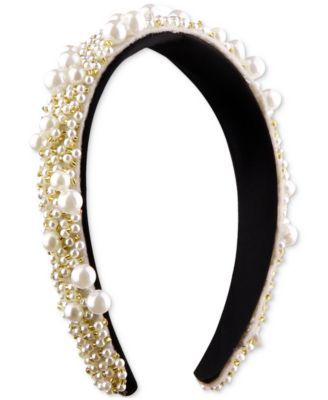 INC International Concepts - Gold-Tone Bead & Imitation Pearl Cluster Headband