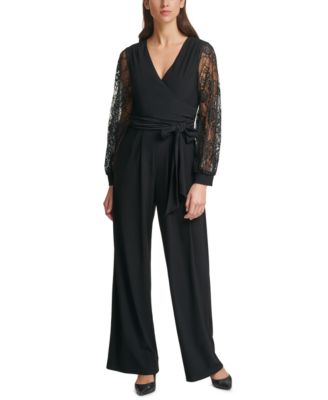 Jessica Howard Lace-Sleeve Jumpsuit - Macy's