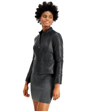 Alfani Leather Jacket, Created For Macy's In Deep Black