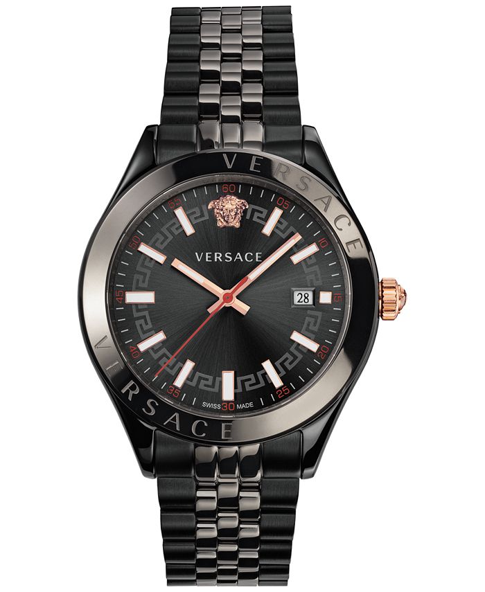 Versace - Men's Swiss Black Ion-Plated Stainless Steel Bracelet Watch 42mm