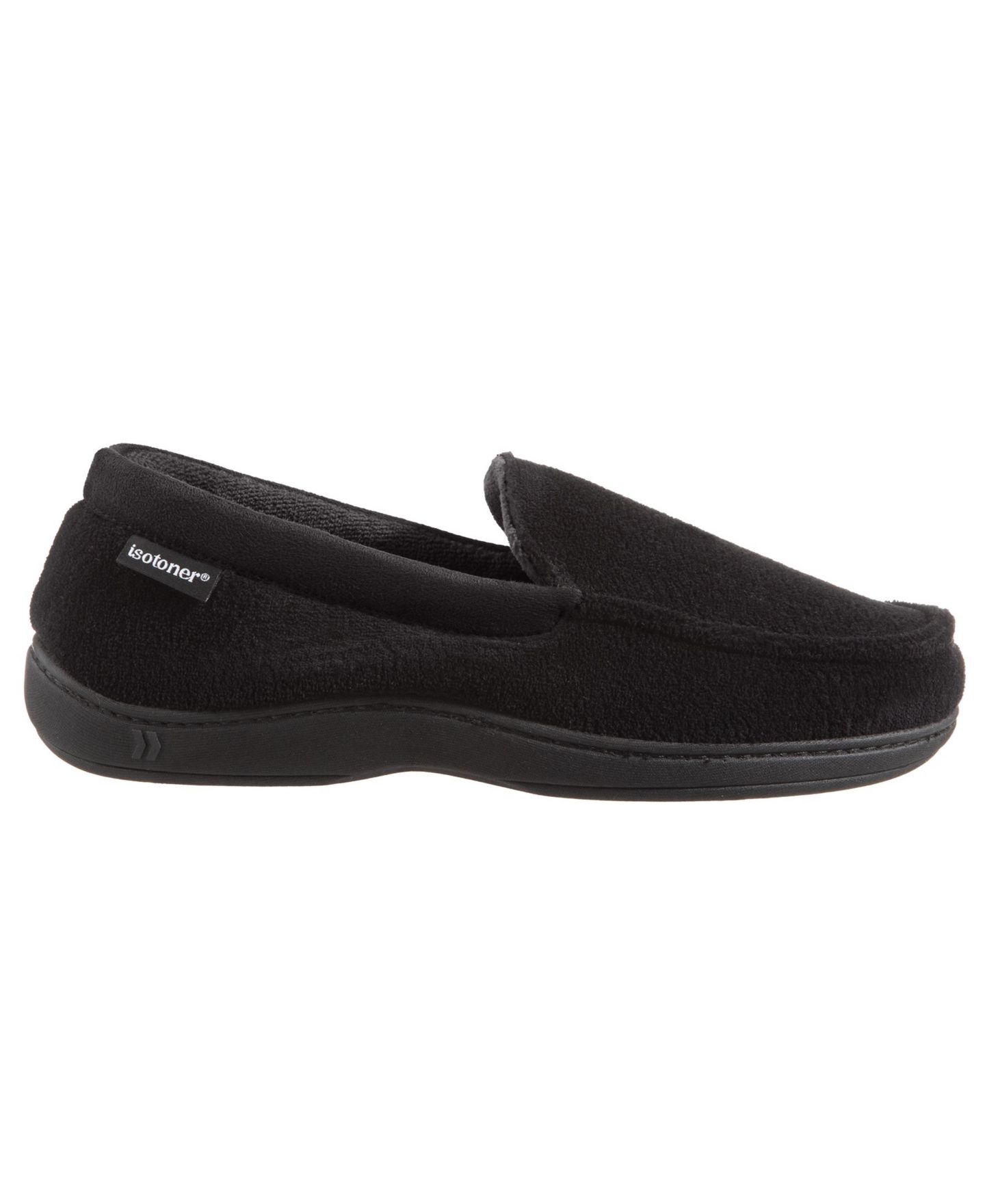 Мужские тапочки Isotoner Signature Microterry Jared Moccasin Slippers with Memory Foam, цвет: Чёрный — фото 2