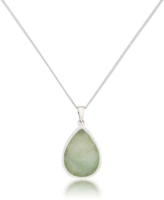 Faceted Jade Teardrop Pendant and a Curb Chain