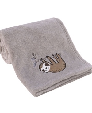 Nojo Sloth Let's Hang Out Super Soft Plush Baby Blanket With Applique, 30" X 40" In Grey
