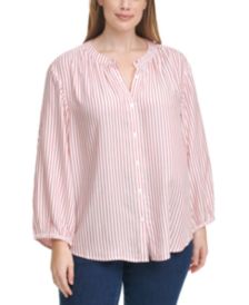 Plus Size Striped Peasant Blouse