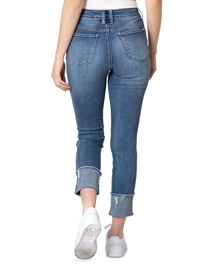 Gemma Rae Juniors' Ripped High-Rise Slim Straight-Leg Jeans & Reviews ...