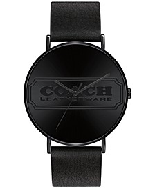 Men's Charles Black Leather Strap Watch 41mm