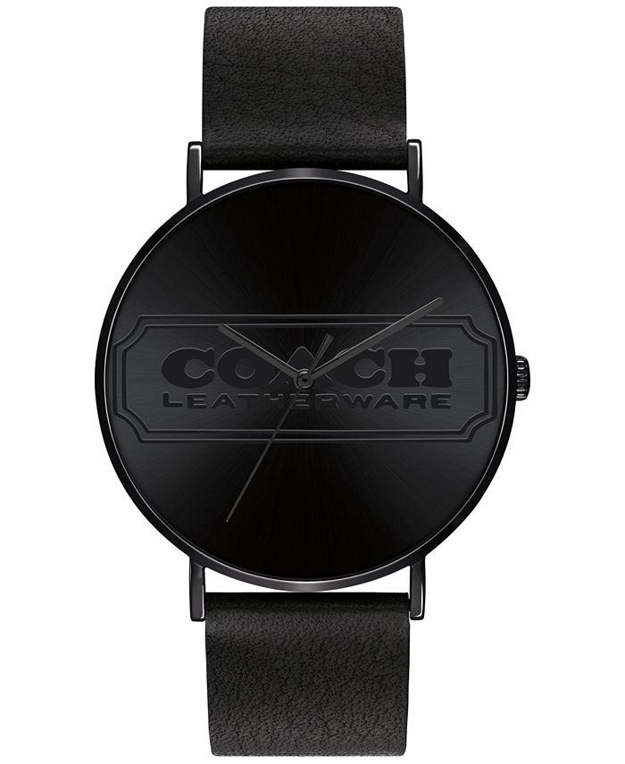 COACH - Men's Charles Black Leather Strap Watch 41mm