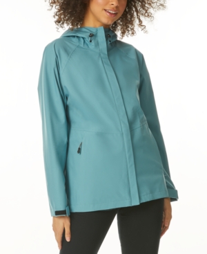 32 Degrees Hooded Water-resistant Raincoat, Created For Macy's In Abyss Green