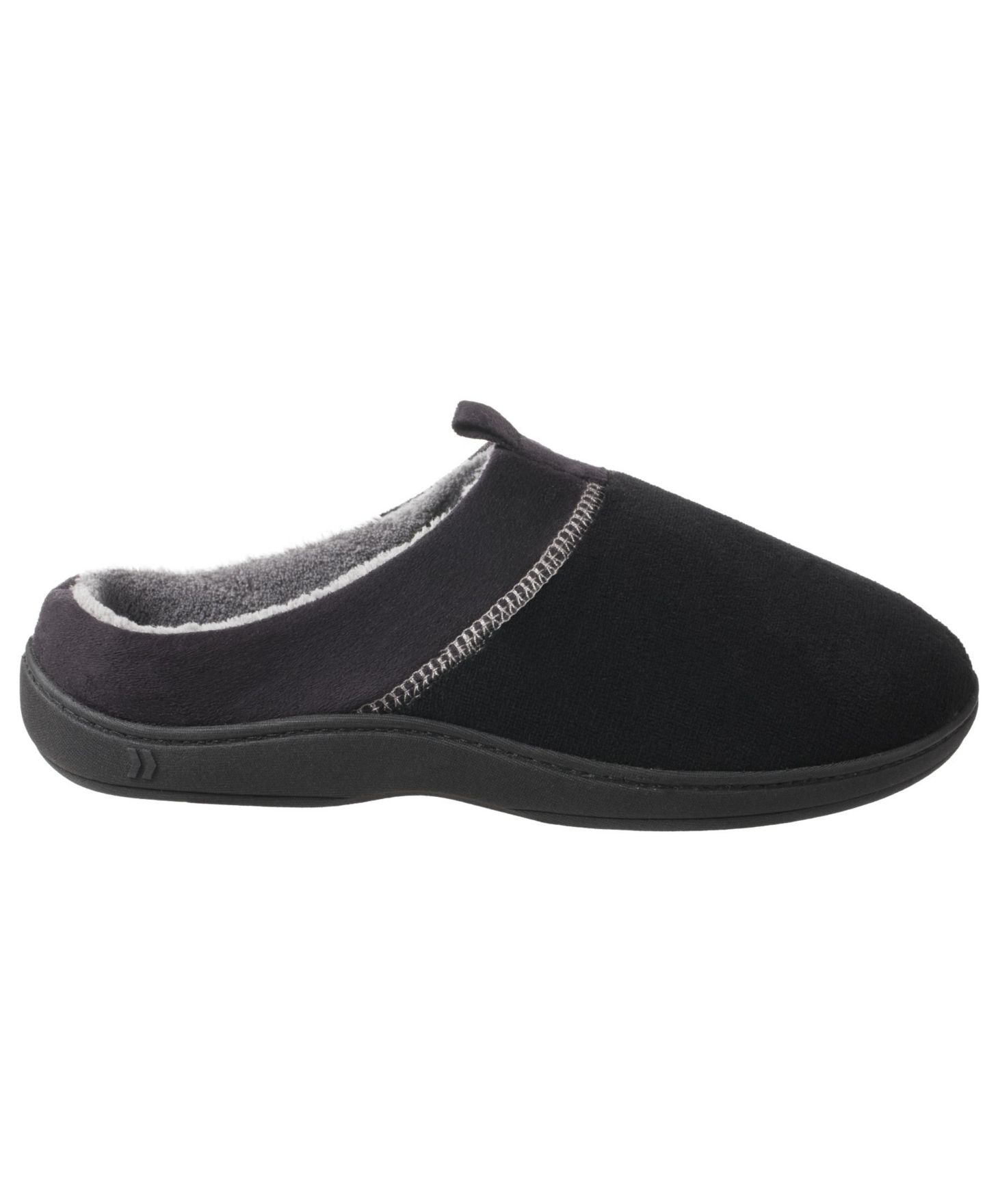 Мужские тапочки Totes Isotoner Signature Microterry Jared Hoodback Slippers with Memory Foam, цвет: Чёрный — фото 2