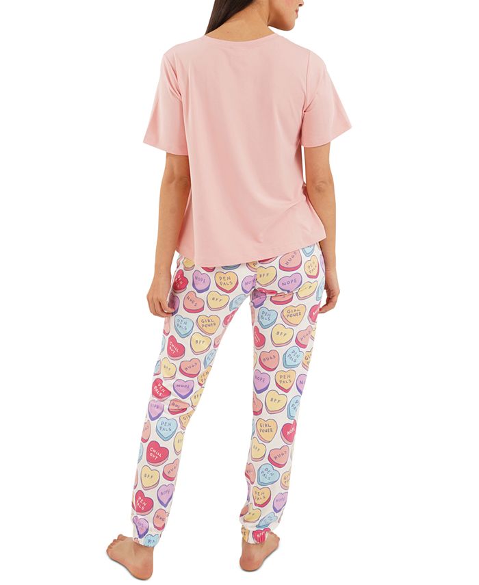 Munki Munki Candy Hearts Jogger Pants Pajamas Set Macy's