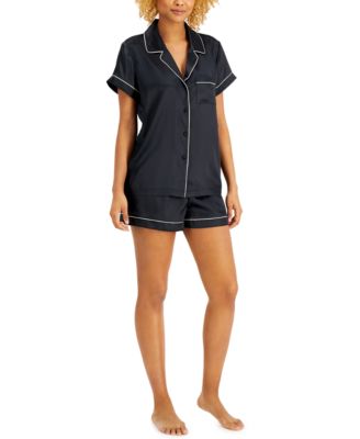 Satin Notch-Collar Shorts Pajamas Set