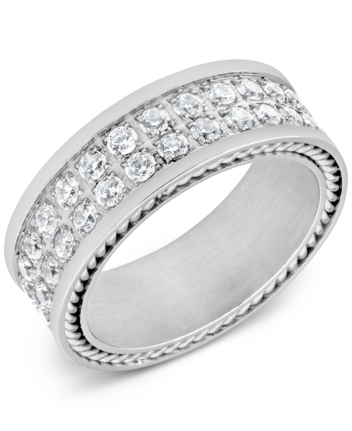Men's Cubic Zirconia Band in Stainless Steel - Stainless Steel