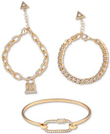 Gold-Tone 3-Pc. Set Pavé Pretty Punk Bracelets 