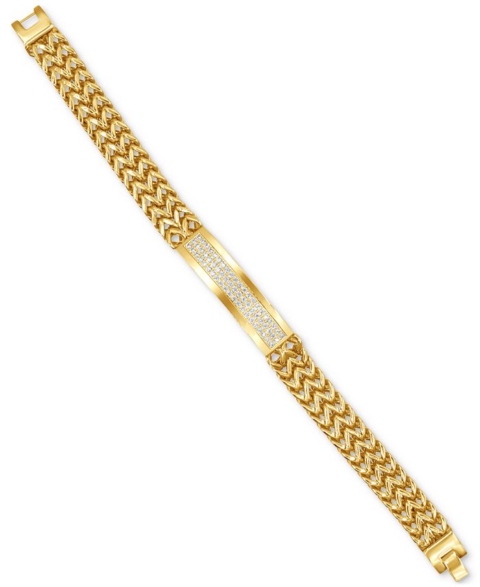 Blackjack Men's Cubic Zirconia Bar Bracelet in Yellow IonPlated