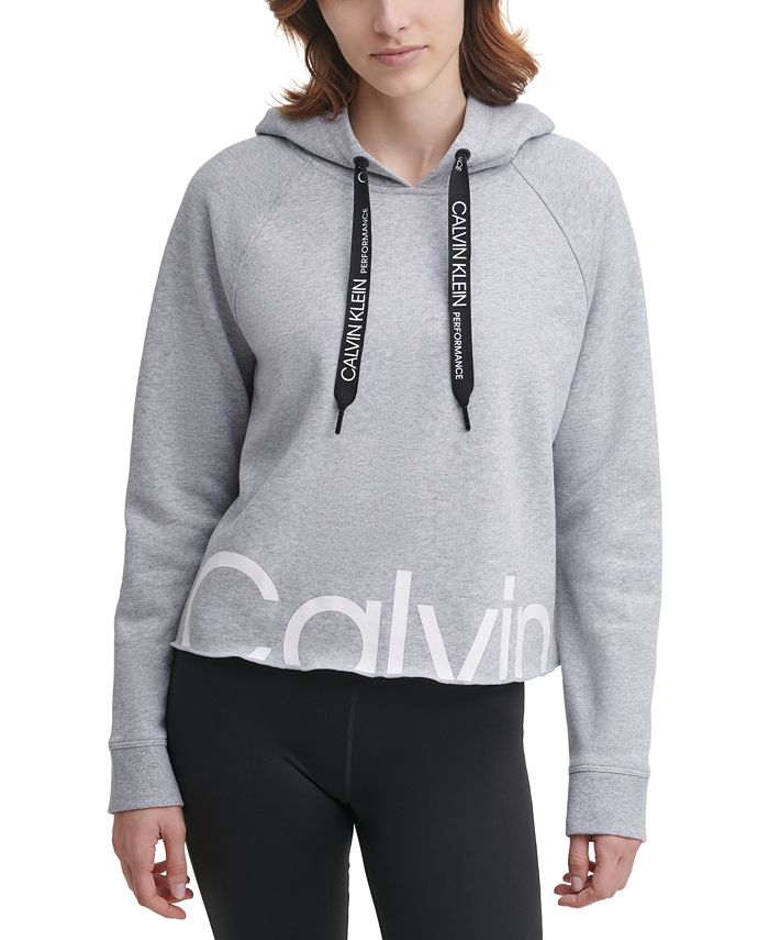 Calvin Klein Logo Cropped Hoodie & Reviews - Tops - Women -