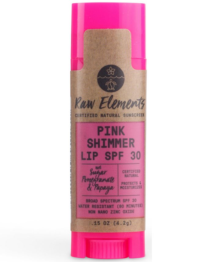 Raw Elements Pink Shimmer Natural Lip Sunscreen SPF 30 - Macy's