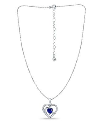 Simulated Blue Sapphire and Cubic Zirconia Heart Pendant