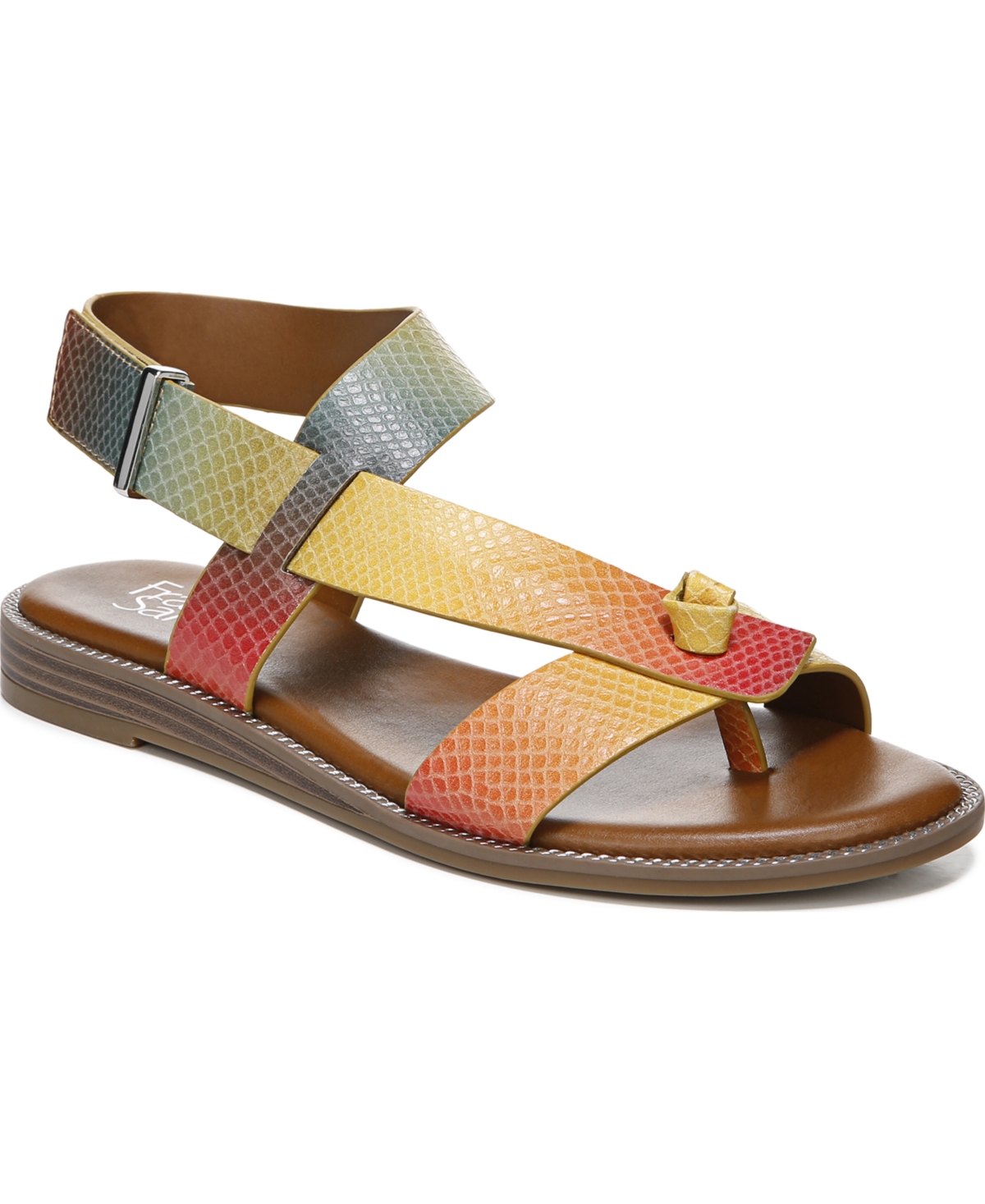 Glenni Hidden Adjustable Strap Flat Sandals - Rainbow Faux Leather