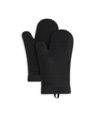 Ribbed Soft Silicone 2-Pc. Oven Mitt Set