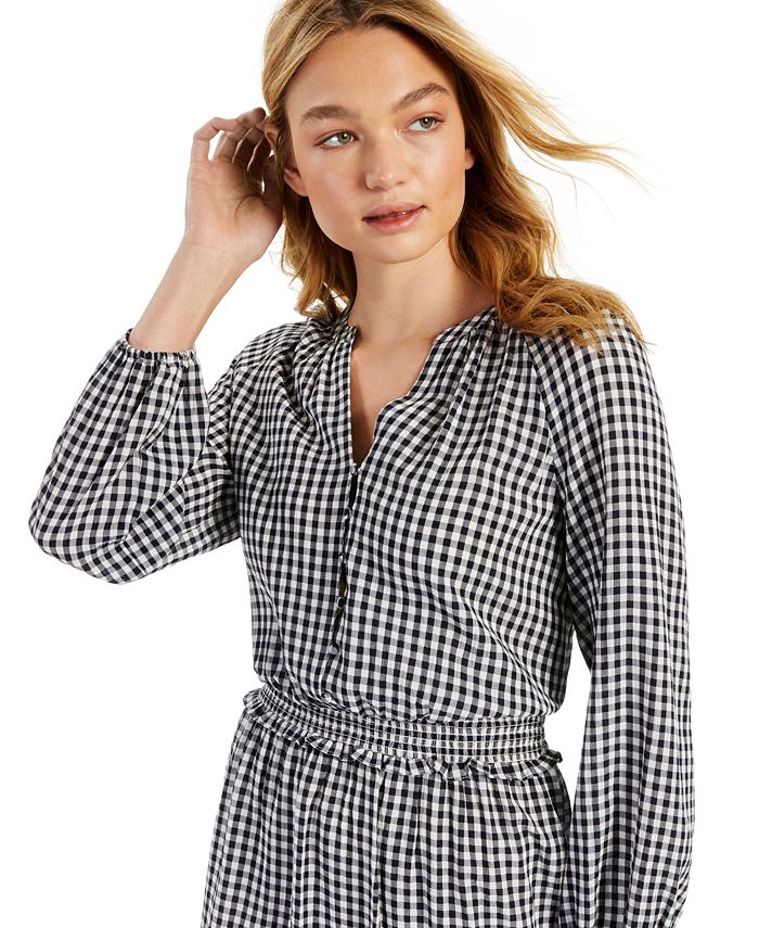 Tommy Hilfiger Gingham SmockedWaist Peasant Dress Macy's