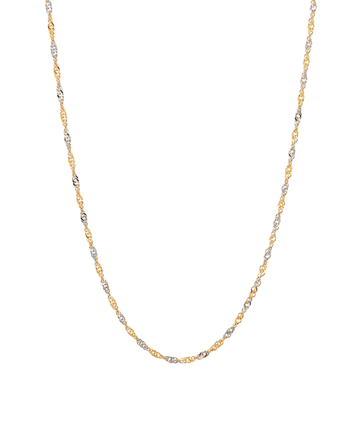 Italian Gold Polished Two Tone Diamond Cut Singapore Chain In 10k Yellow Gold In Gold
