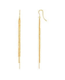 Polished Diamond Cut Graduated Multi Chain Tassle Drop Earrings in 10K Yellow Gold