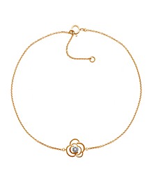 Diamond Accent Flower Anklet In 14K Rose Gold-Plated Sterling Silver , 9" + 1" extender