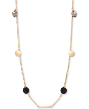 Alfani Gold-tone Bar & Helio Stone Strand Necklace, 42" + 2" Extender, Created For Macy's In Black