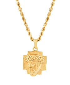 Christ Head 22" Pendant Necklace in 10K Yellow Gold