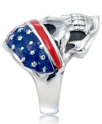 Men's Enamel Skull Ring in Stainless Steel