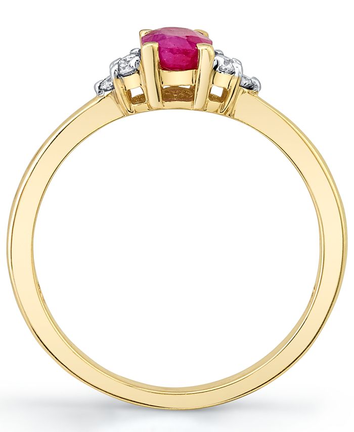 Macy's - Ruby (5/8 ct. t.w.) & Diamond (1/10 ct. t.w.) Ring in 14k Gold