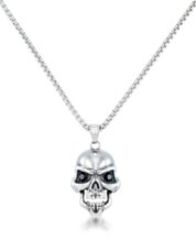 Disney Treasures Pirates of the Caribbean Black Onyx & Diamond Skull Key  Necklace 1/15 ct tw Sterling Silver 19”