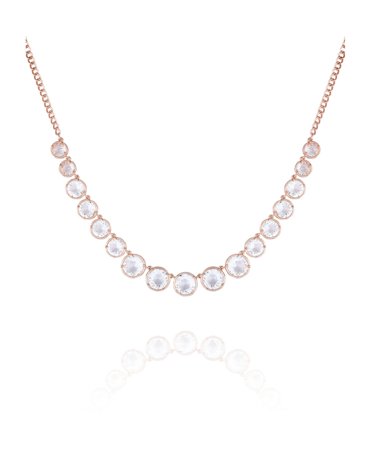 Women's Graduated Stone Necklace - Rose Gold