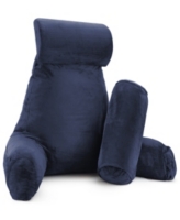 Nestl Soft Velour Cover Reading Backrest Pillow Set, Extra Large - Navy Blue