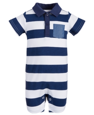 First Impressions Baby Boys Striped Polo Cotton Sunsuit Created for Macy's