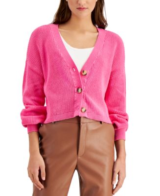 Bar III Cotton Cropped Drop-Shoulder Cardigan, Created for Macy's - Macy's