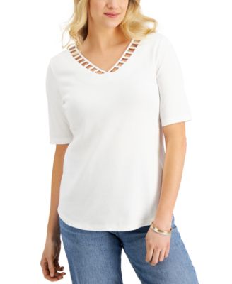 macys white tops