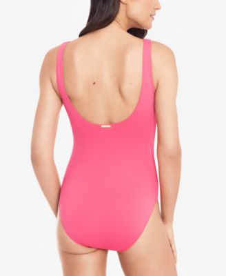 Beach Club Solid Twist Underwire Tummy-Control One-Piece Swimsuit