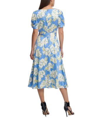 DKNY Printed Faux-Wrap Dress