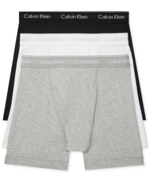 Calvin Klein Cotton Stretch Moisture Wicking Boxer Briefs, Pack Of 3 In Grey/black/white