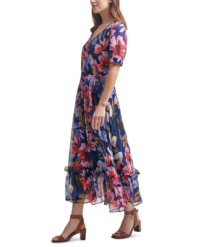 Calvin Klein Chiffon Floral Maxi Dress & Reviews - Dresses - Women - Macy's
