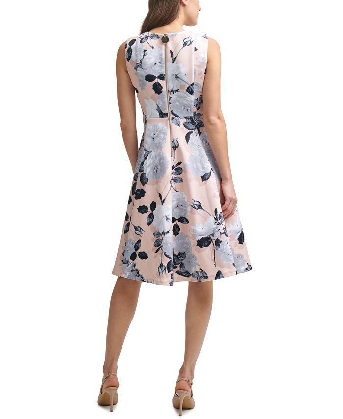 Calvin Klein Floral-Print Fit & Flare Dress & Reviews - Dresses - Women ...