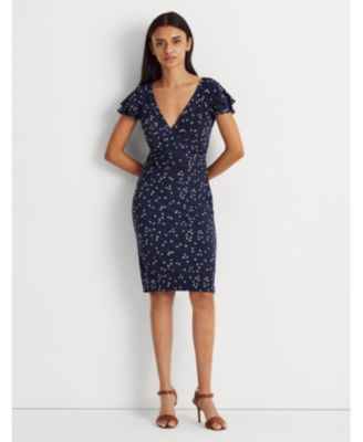 lauren ralph lauren petite floral jersey surplice dress