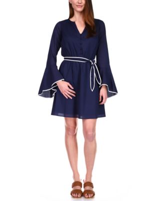 Michael Kors - Cotton Belted Bell-Sleeve Dress