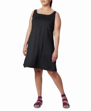 Columbia Pfg Plus Size Active Printed Freezer Iii Dress In Black