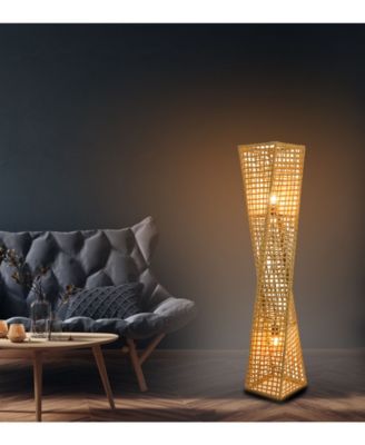 Phuket 51" 2-Light Unique Handcrafted Twist Rattan Floor Lamp