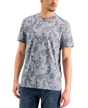 Alfani Men's Dash Print T-shirt, Created For Macy's In Bright White